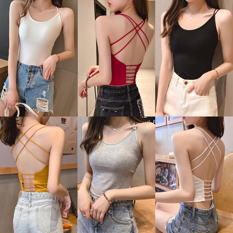 Womens Sexy Spaghetti Strap Tank Top Sleeveless Backless Camisole Shopee Philippines 