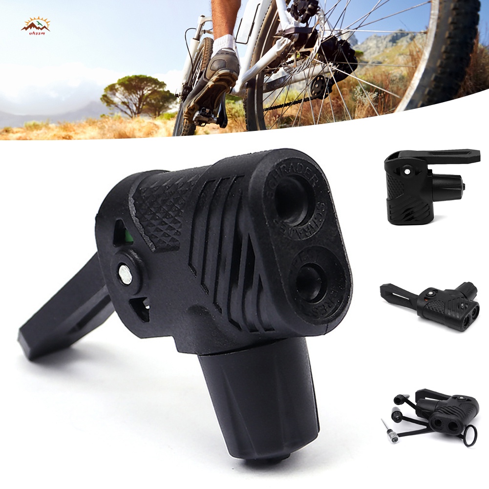 Bike Tire Inflator Nozzle Dual Head Air Pump Adapter Portable Bicycle