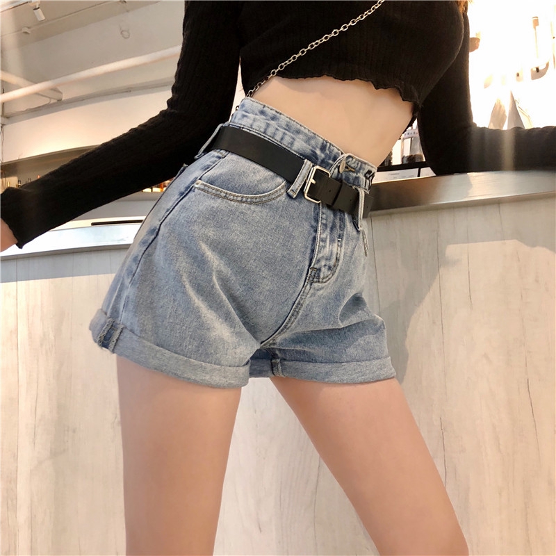 Women Korean Fashion High Waist Denim Shorts Wide Leg Pants Shopee