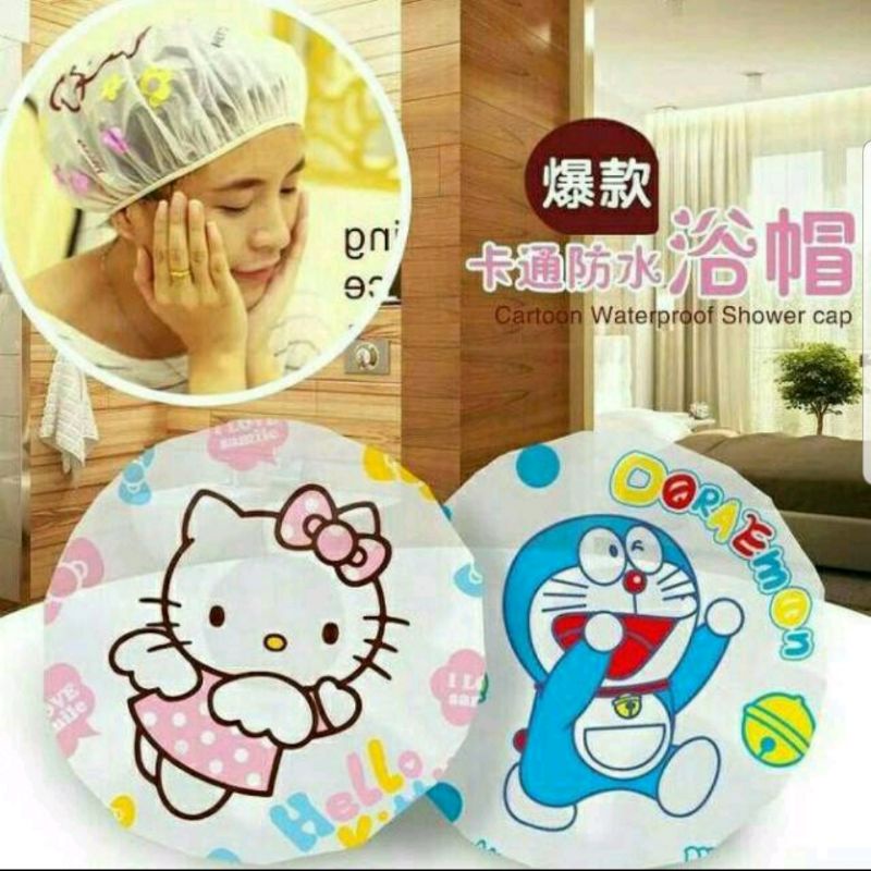 Shower Cap Cute Cartoon Characters Hair Cover Waterproof Shopee
