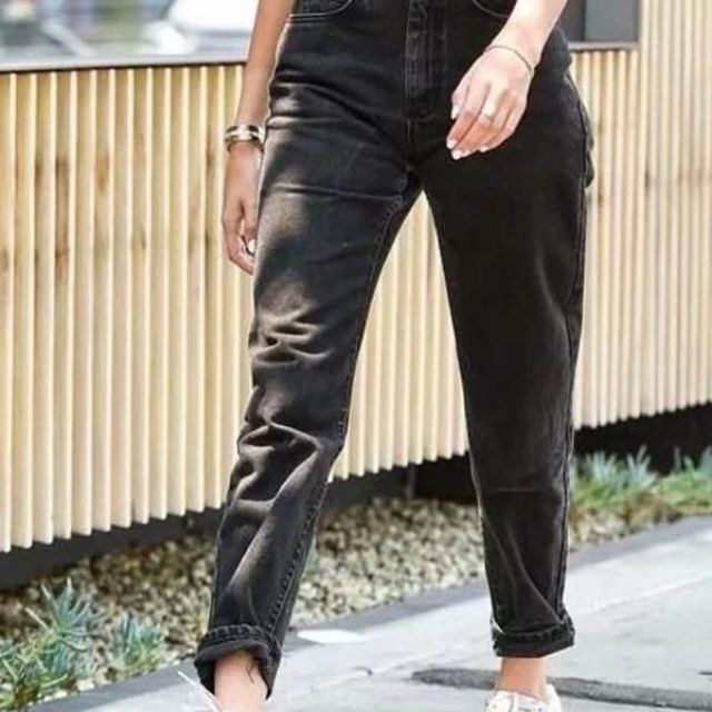 zara mom jeans black