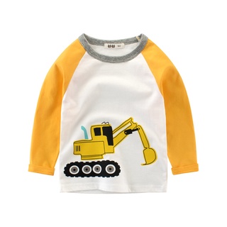 2-8 years old cheap cotton loose children's wear boys girls cute cartoon Long Sleeve T-Shirt Top bottoming shirt 3032 #4
