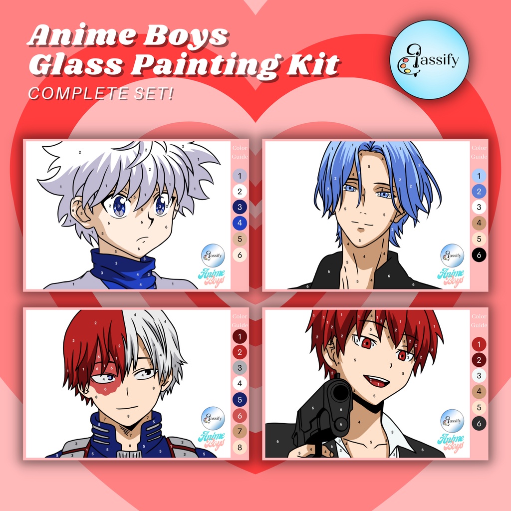 Anime Boys DIY Anime Glass Painting Kit Set (Special Edition) Paint