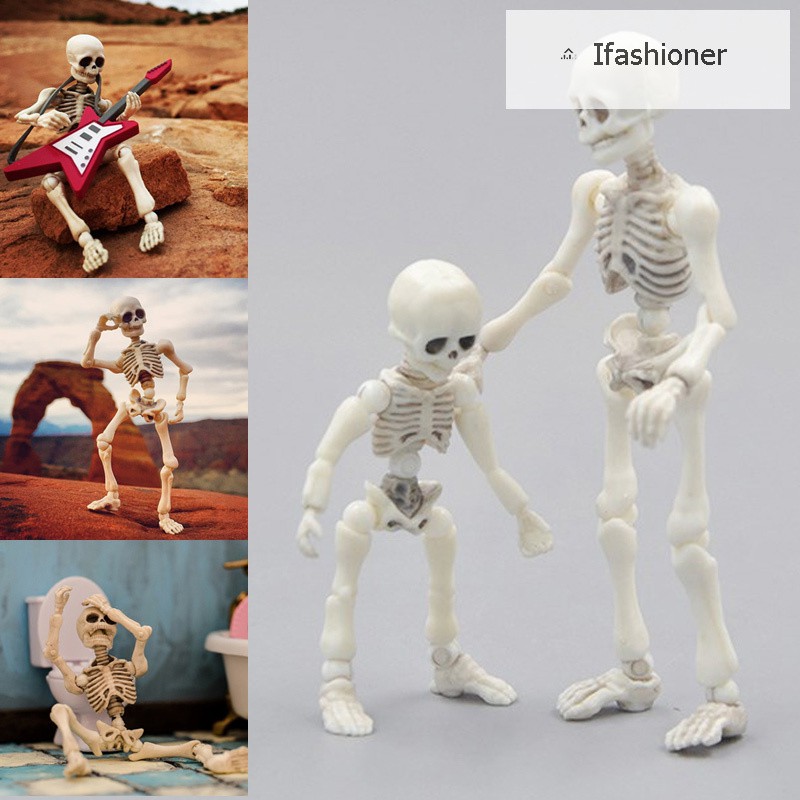 1Pc Halloween Simulated Figure Human Skull Skeleton Movable Mr. Bones  Skeleton Human Model Skull Full Body Mini Toy Decoration