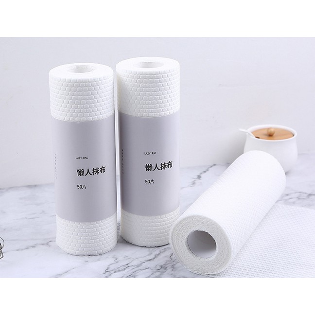 50Pcs Kitchen Disposable Dish Cloth Absorbent Water And Oil Lazy Rag 