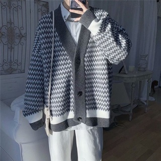 Japan Harajuku Cardigan Sweater Men's Loose Fashion Lazy WindAutumn Thin Section Knitted M-2XL High Quality Men's Cardigan Sweater