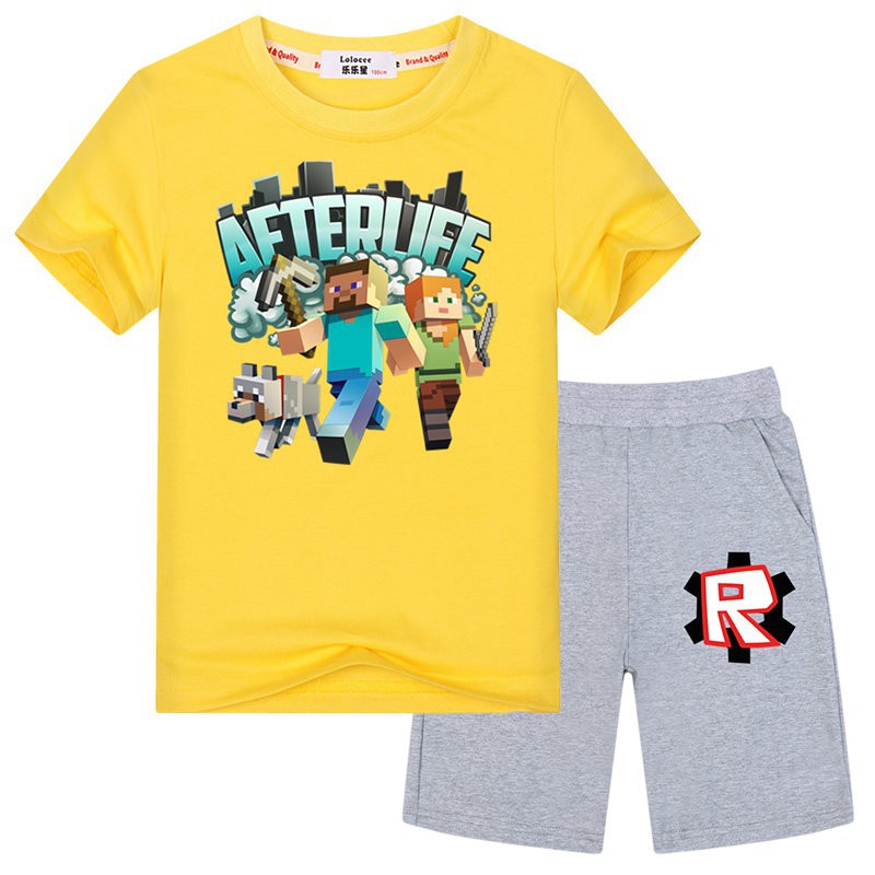 Boys Minecraft Tshirt And Roblox Shorts Sets For Kids Summer Shopee Philippines - 2019 summer boys t shirt roblox minecraft cartoon www all4kinders com boys t shirts roblox t shirt