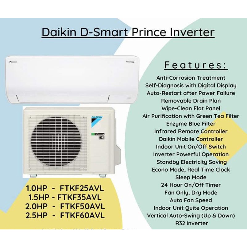 Daikin Dsmart Price Aircon Split Type Inverter Hp Shopee Philippines