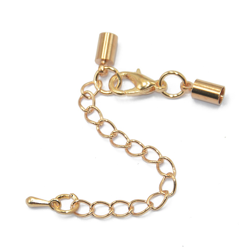 Clasp and Clip Ends Set with Extender Chain 12pcs 18K Light Gold 4mm