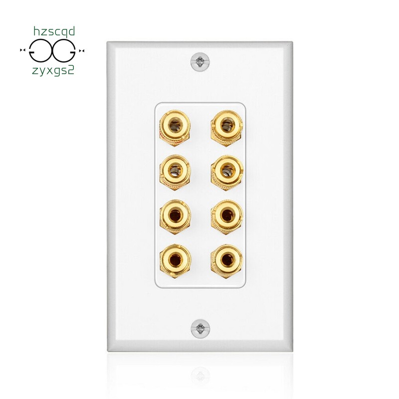 8 Speaker Wall Plate With Gold Plated Post Home Theater