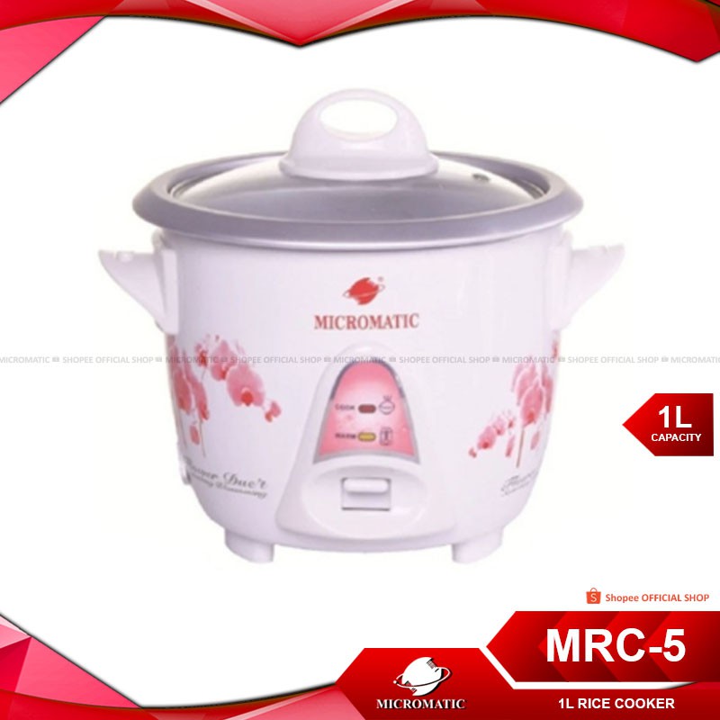 Micromatic MRC5 Rice Cooker 1L 400w Flower Design_White Shopee