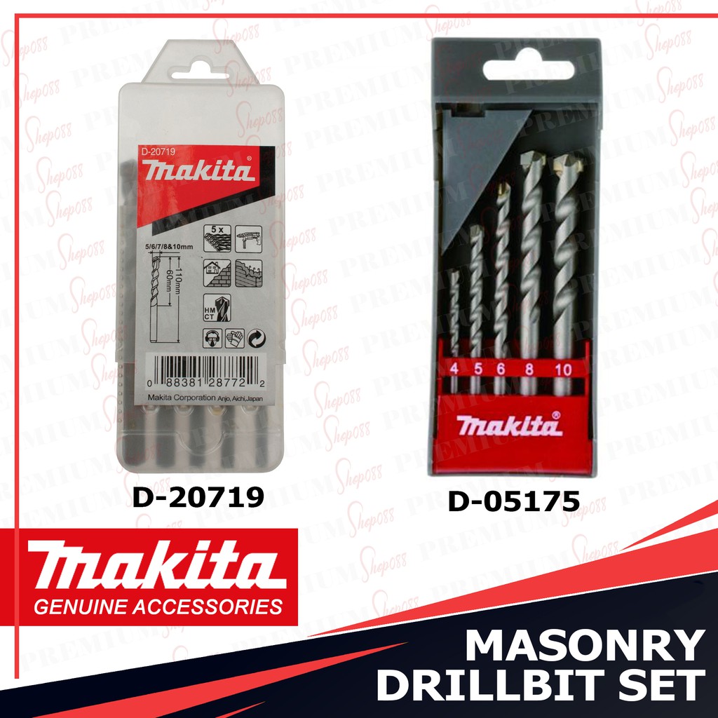 Makita Masonry Drill Bit Set 5pcs 5mm 6mm 7mm 8mm 10mm Concrete