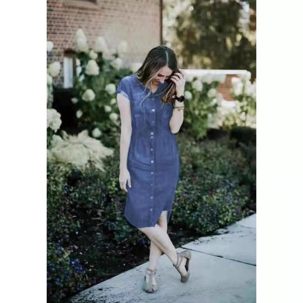 button down denim dress