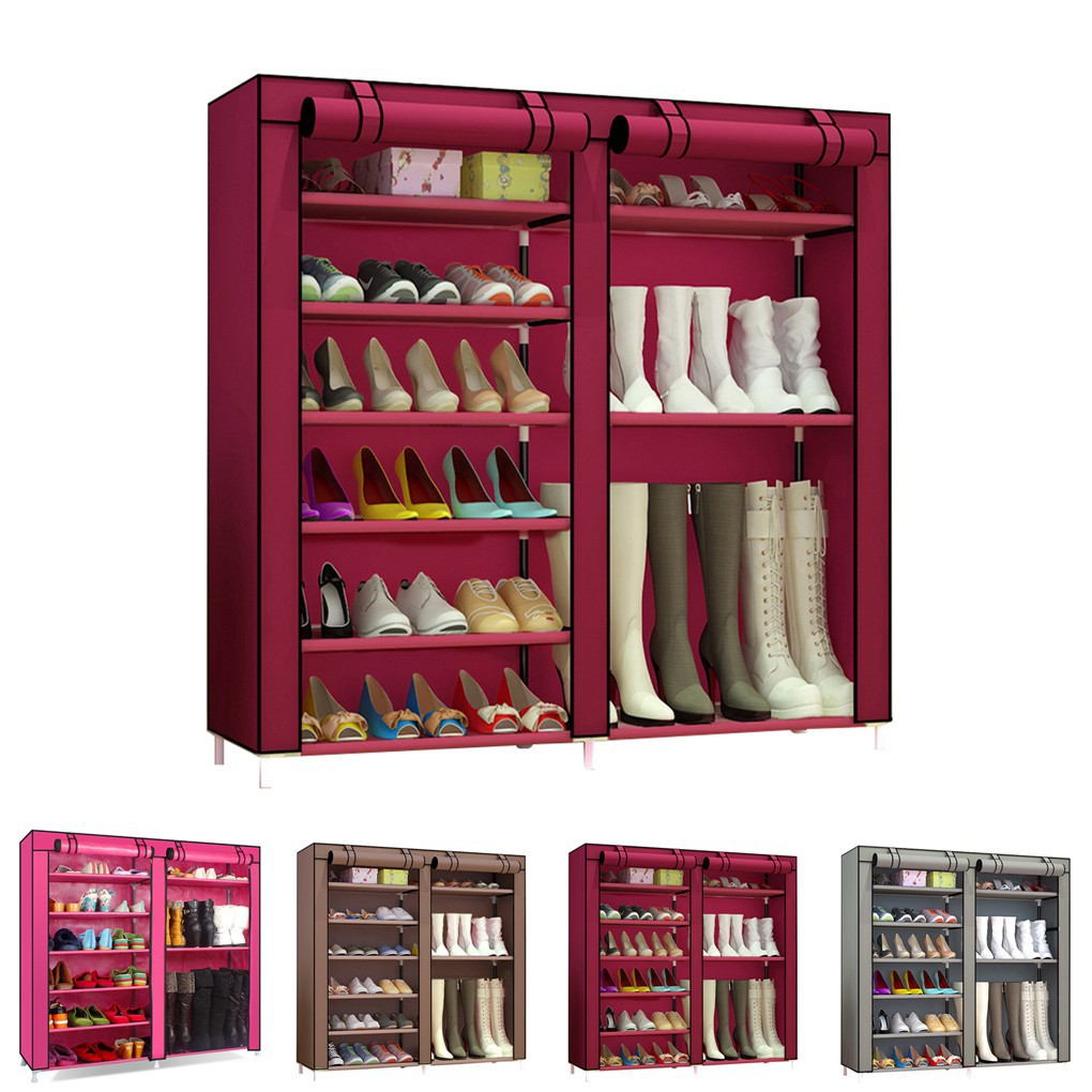 Double Row Dust Tight Shoe Cabinet Large Shoe Rack Organizer