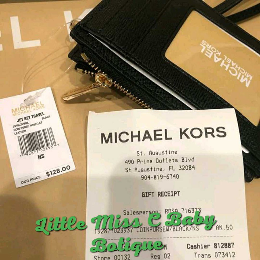 ORIGINAL WITH GIFT RECEIPT MICHAEL KORS MK JET SET COIN PURSE WRISTLET-  BLACK | Shopee Philippines