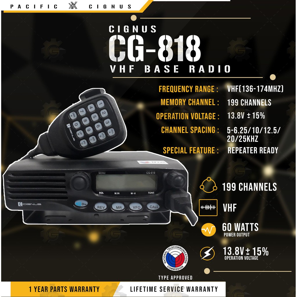 Cignus CG818 VHF Repeater Ready Mobile Radio 60 Watts Shopee Philippines