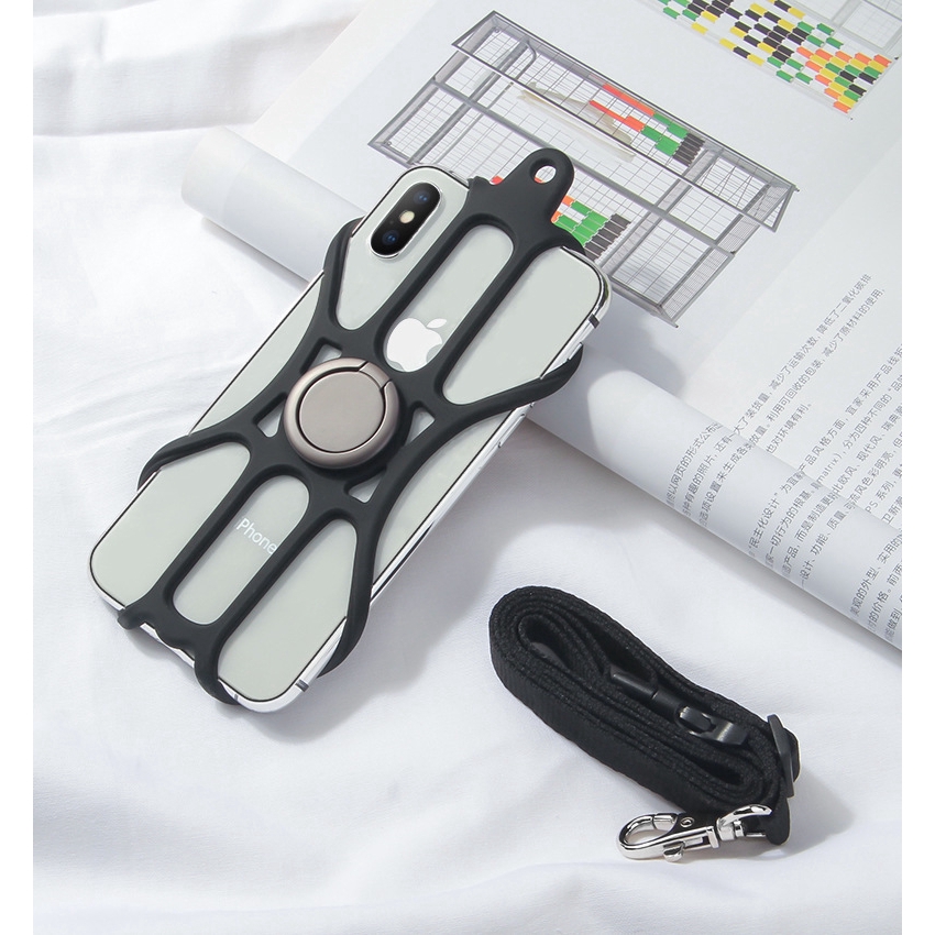 Universal Phone Lanyard Holder and Ring Grip Silicone Cell Phone Lanyard Neck Strap and Phone