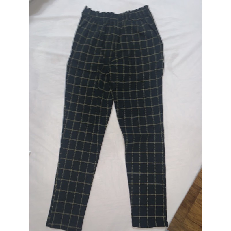 black and gold plaid pants