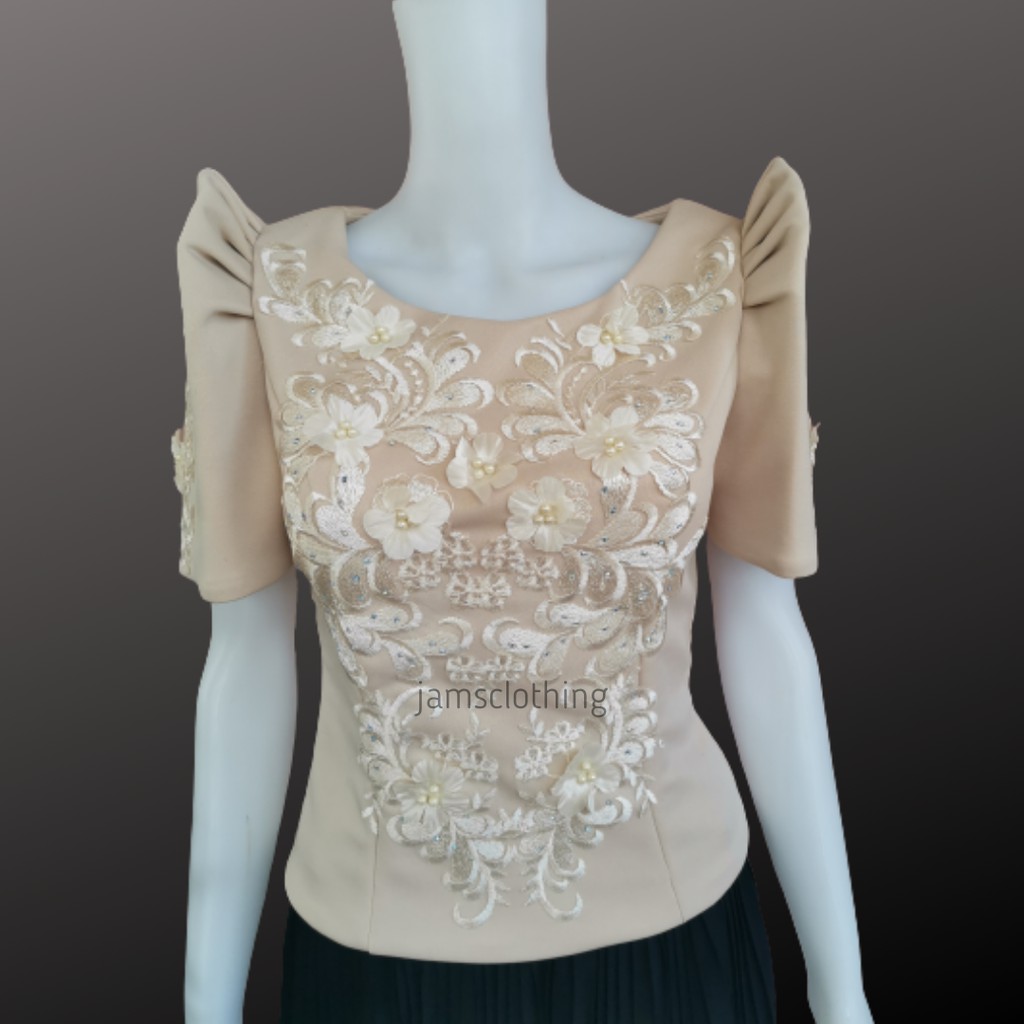 Filipiniana Imelda Blouse with Full Lace (Scoop) | Shopee Philippines