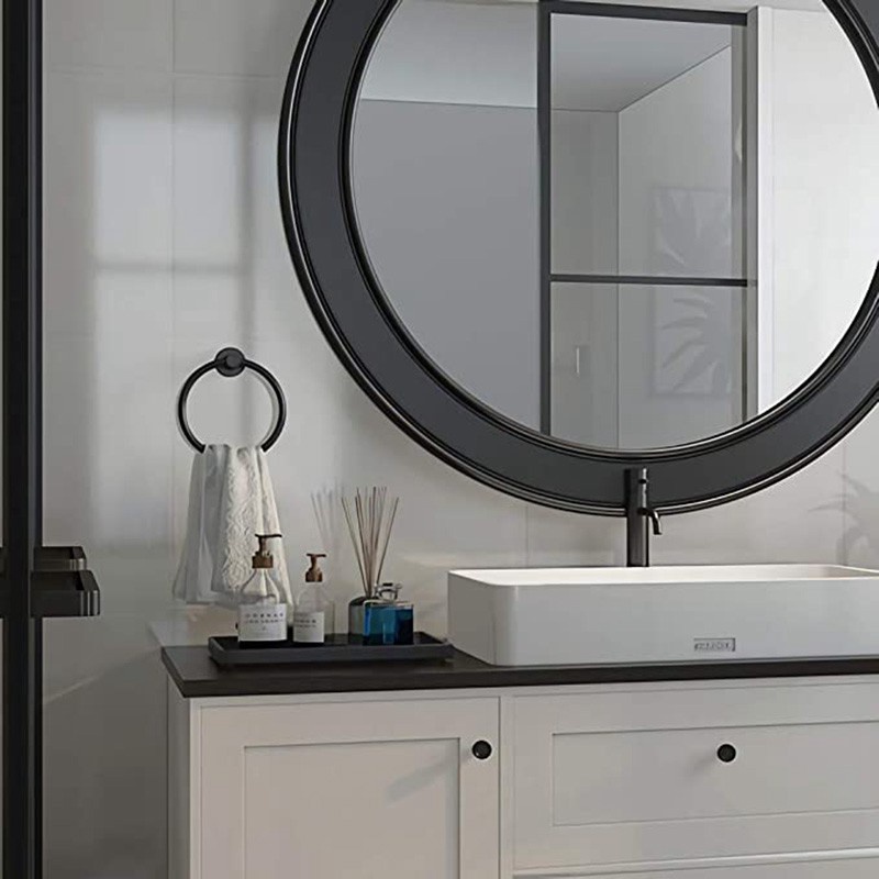 2Pcs Bathroom Hardware Black Towel Ring and Toilet Paper Holder Stainless Steel Bathroom Hand Towel Holder Towel