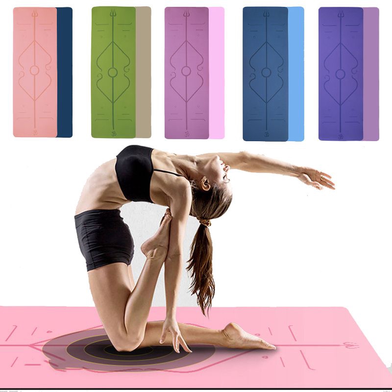 6mm Thickness Natural Rubber Yoga Mat NonSlip PU Yoga Mat with Position Line With Bag Shopee