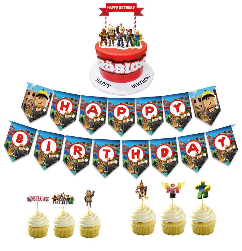 Roblox Birthday Party Supplies Banner Balloons Cake Toppers Cupcake Decor Kit Shopee Philippines - roblox cake toppers topper decorations party supplies balloon