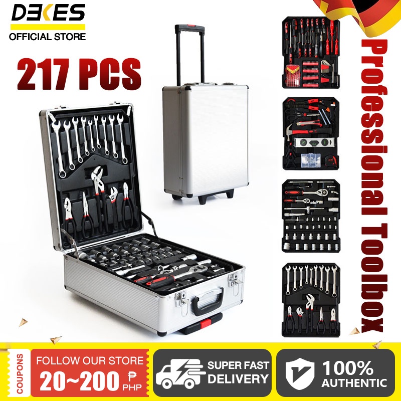 217Pieces Pull Rod Tool Hardware Tool Box Set Portable Tool Set with