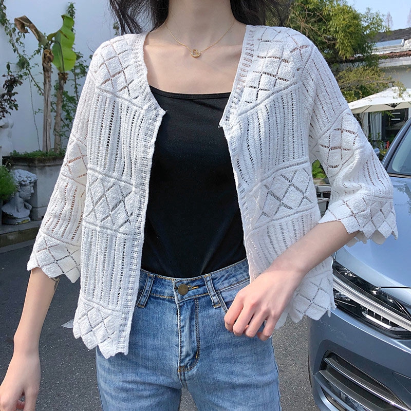beige crochet cardigan