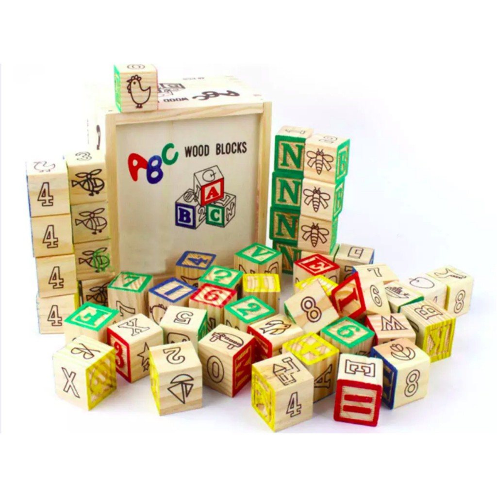 TFL 48PCS ABC Wooden Block Alphabet Stacking Blocks Building Educational  Wood Toy Set for Kids Toddl | Shopee Philippines