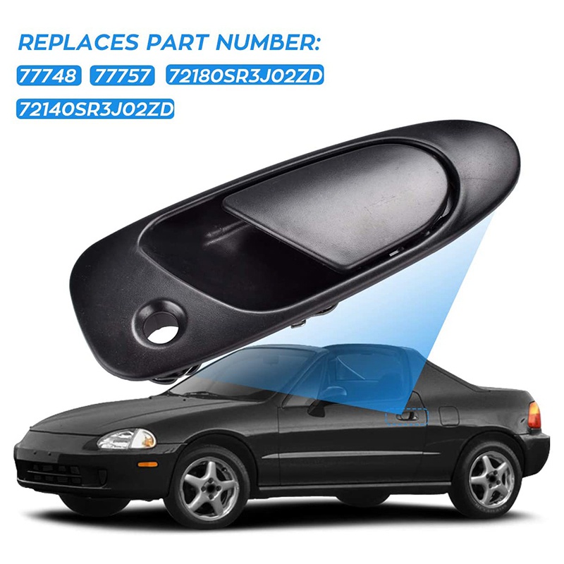 Exterior Door Handle Front Left & Right Pair with Key Hole Replacement for Honda 1992-1995 Civic 1993-1997 Civic Del Sol Replaces# 72180SR3J02ZD 72140SR3J02ZD 