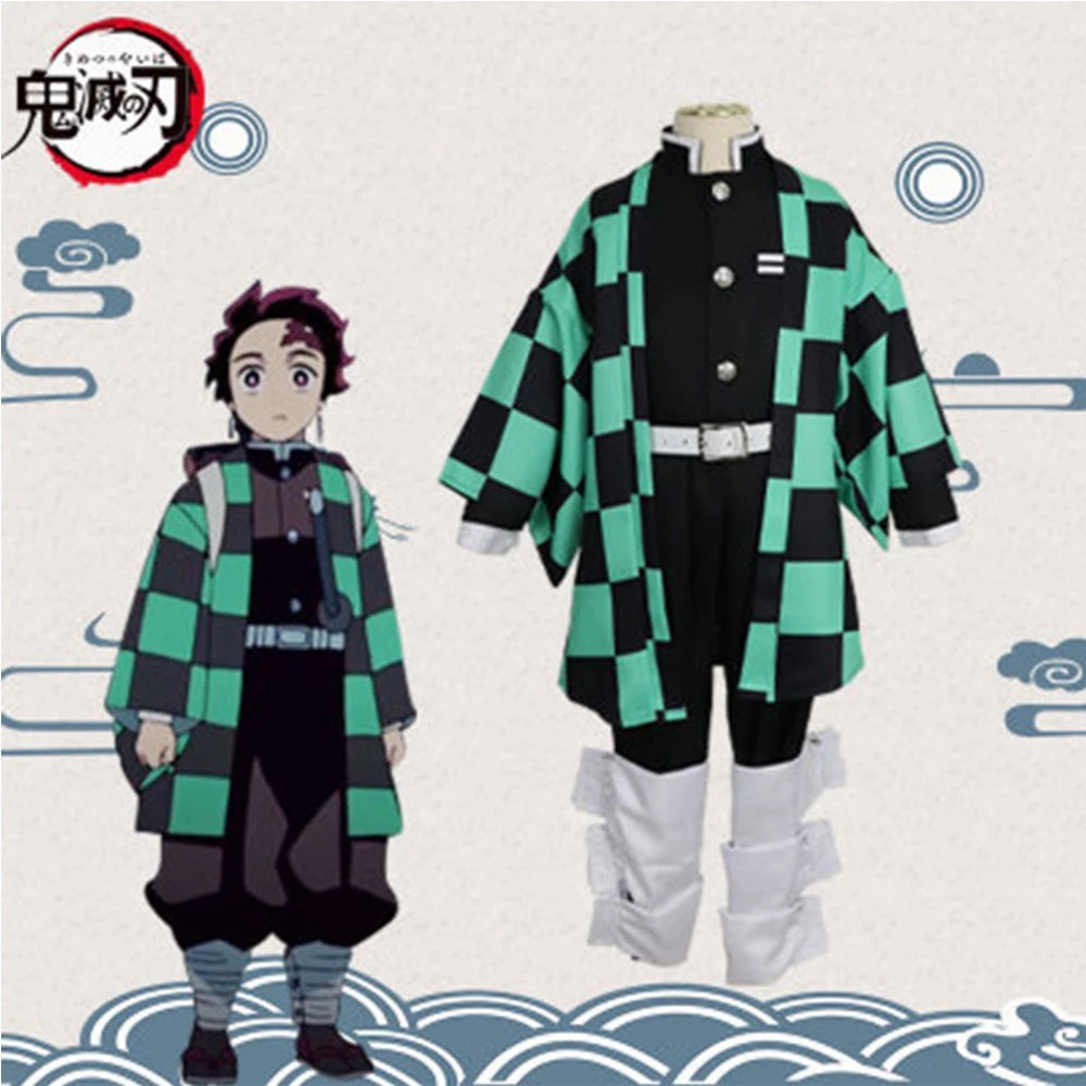 Kids Anime Demon Slayer Kimetsu no Yaiba Kamado Tanjiro Cosplay Costume ...