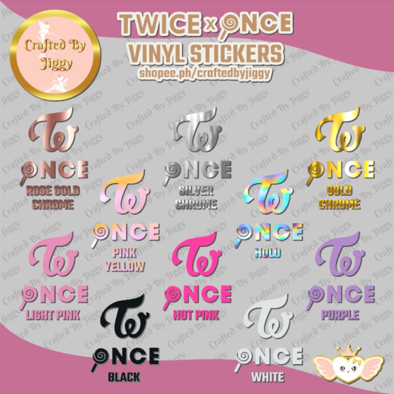 5 Pcs Twice X Once Logo Vinyl Decals 𝐂𝐫𝐚𝐟𝐭𝐞𝐝 𝐁𝐲 𝐉𝐢𝐠𝐠𝐲 Kpop Waterproof Holographic Stickers Shopee Philippines