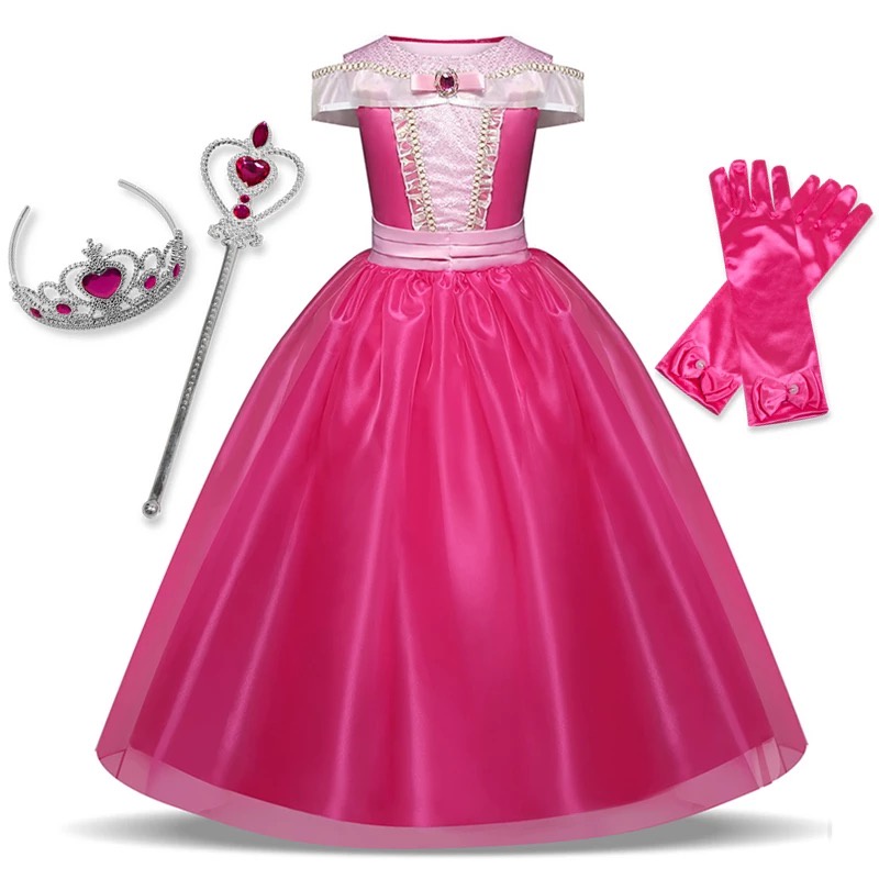 Princess Aurora Dress for Girls Cosplay Costumes Kids Pink Halloween ...