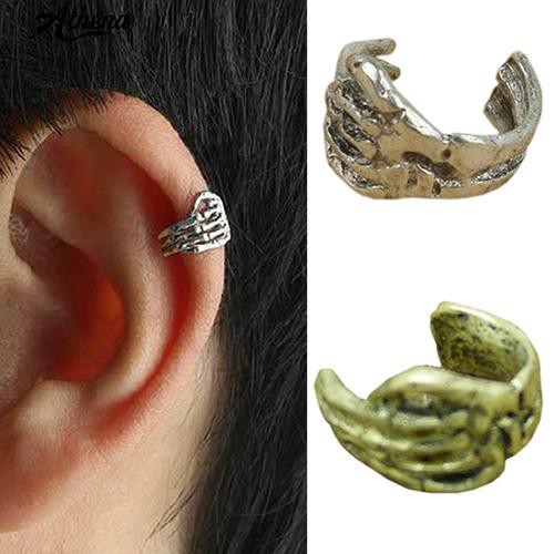 Ath 1pc Men Women Vintage Punk Skeleton Skull Hand Ear Cuff