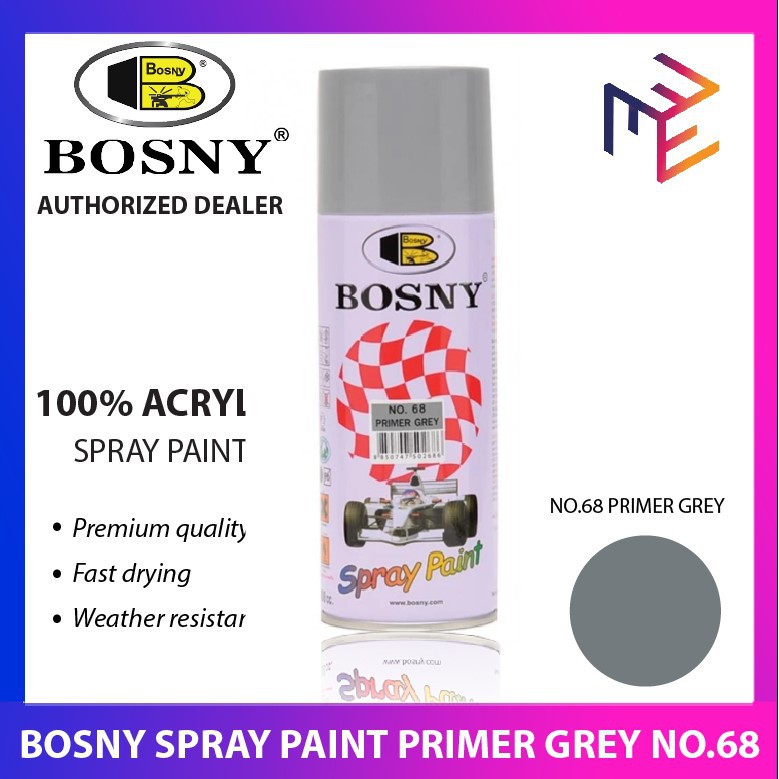 Bosny 100 Acrylic Spray Paint Primer Grey No.68 *WINLAND* Shopee