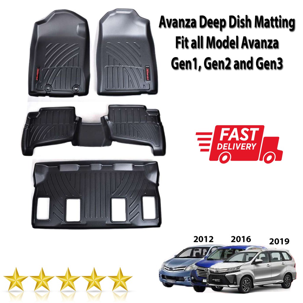 20122019 Toyota Avanza Deep Dish Matting 5D Floor Mat with third Row for 7 Seater Shopee