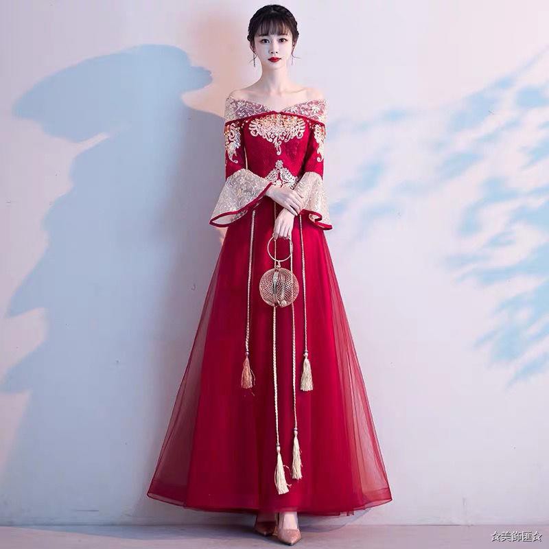red elegant long dress