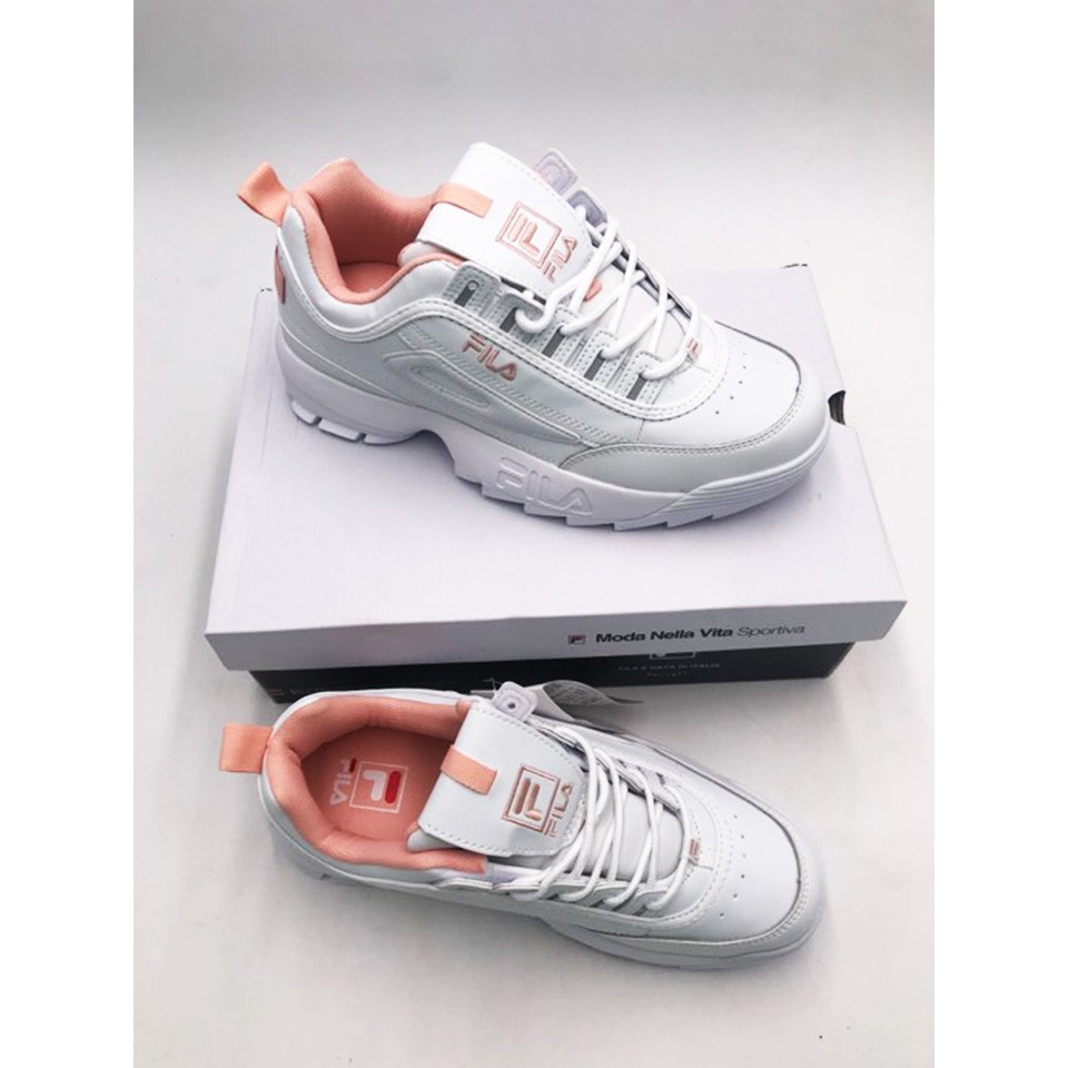 pink and white fila disruptor