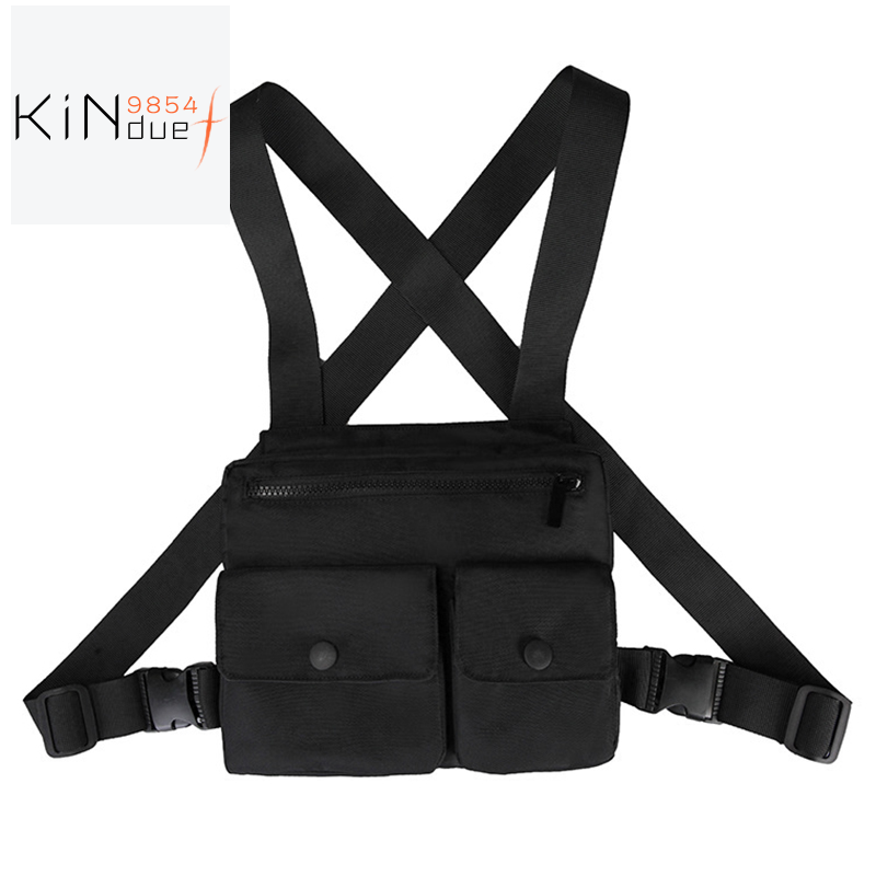 Men Chest Utility Bag MultiFunction Pocket Fashion Strap Vest HipHop