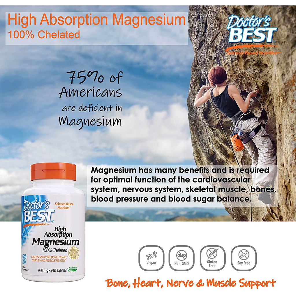 即納！最大半額！】 ドクターズベスト高吸収マグネシウム 100 mg -240カラット 2パック Doctor's Best High  Absorption Magnesium - 240 ct Pack of 2 www.anandhospitalboisar.com