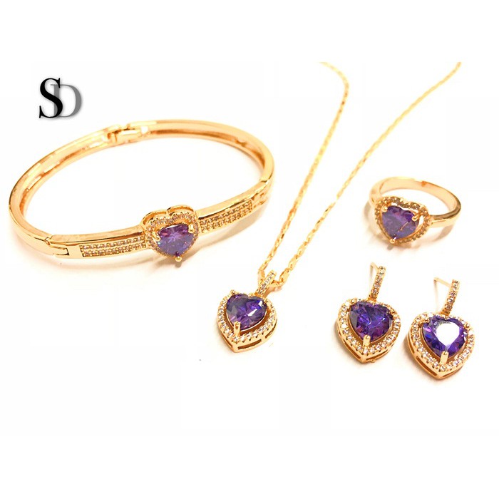 [SD] Amethyst in Rose Gold Hue Jewelry Set #4S028 | Shopee Philippines