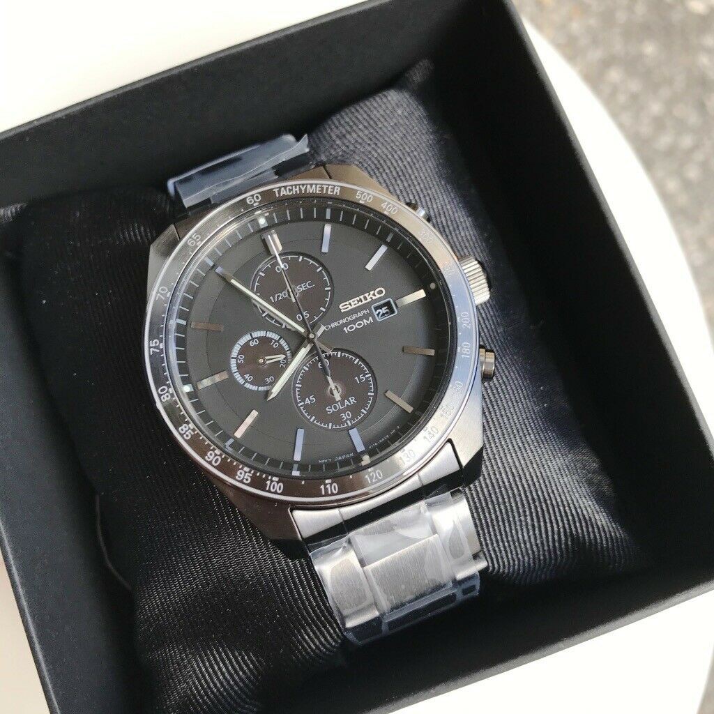 BNEW AUTHENTIC SEIKO SSC721P1 Solar Chronograph Tachymeter Black Dial  Silver Steel Watch | Shopee Philippines