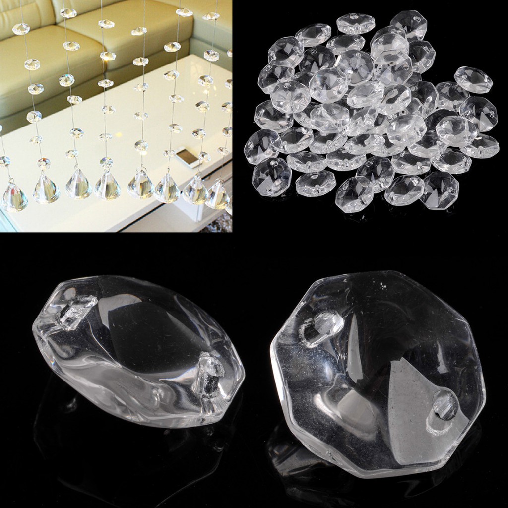 50PCS 14mm Luster Crystal Glass Prisms 