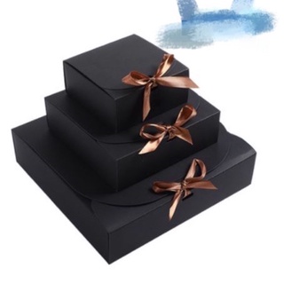 1pc Flat square kraft paper box with ribbon gift packaging box #8