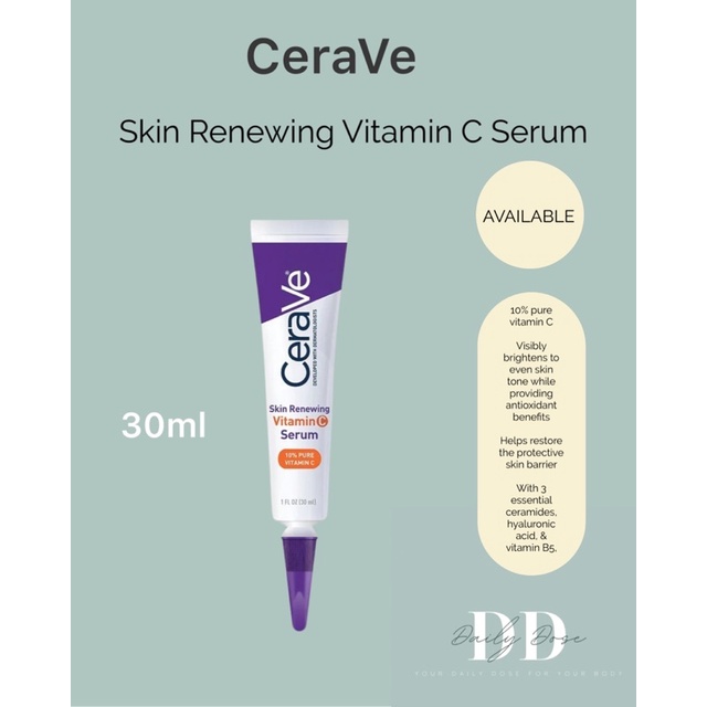 CeraVe Skin Renewing Vitamin C Serum WITH 10 PURE VITAMIN C 10 PURE