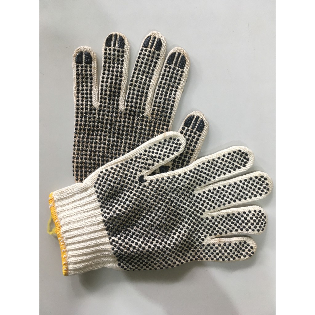 COTTON KNITTED GLOVES/DOTTED GLOVES (1 PAIR) Working gloves, for