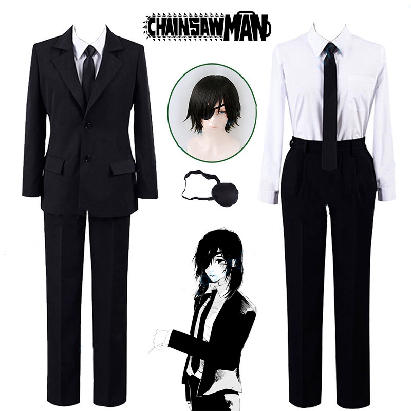 Anime Chainsaw Man Season 2 Himeno Cosplay Costumes Wigs Blindfold Black  Uniform Halloween Role Play | Shopee Philippines