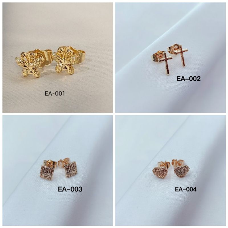 Gold plated stud earrings for ladies fashion Shopee Philippines