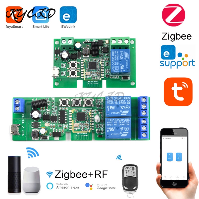 ZigBee 1/2CH DC5V 732v Ewelink Tuya Smart Relay Module Remote Control
