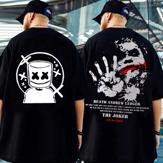 Marshmello Smiley Print Crew Neck Cotton Unisex Print T-Shirt Unisex M-XL